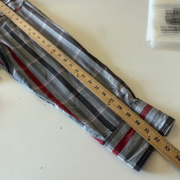 Wrangler Western Vintage 90s X-LONG Tails Gray Striped Pearl Snap Shirt Mens 17 - Picture 6 of 7